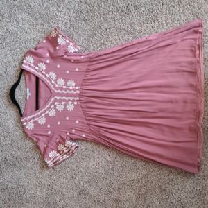 PinkBlush Mauve Embroidered Maternity Dress